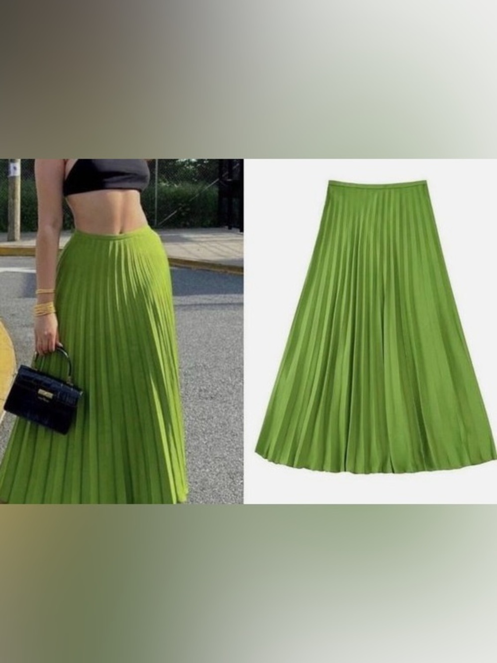 Michael Kors Lime Green Pleated Maxi Skirt , Size M
